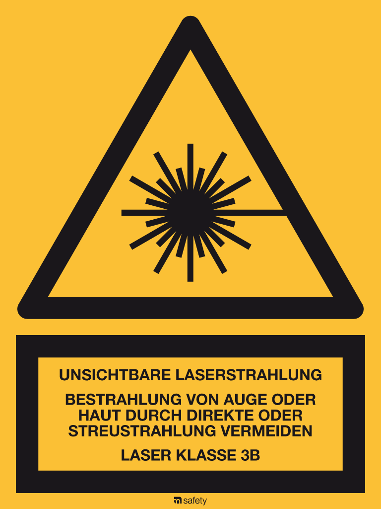 Warnschilder Unsichtbare Laserstrahlung Bestrahlung Von Auge Oder Haut Durch Direkte Oder Streustrahlung Vermeiden Laser Klasse 3b Hauser Feuerschutz Ag